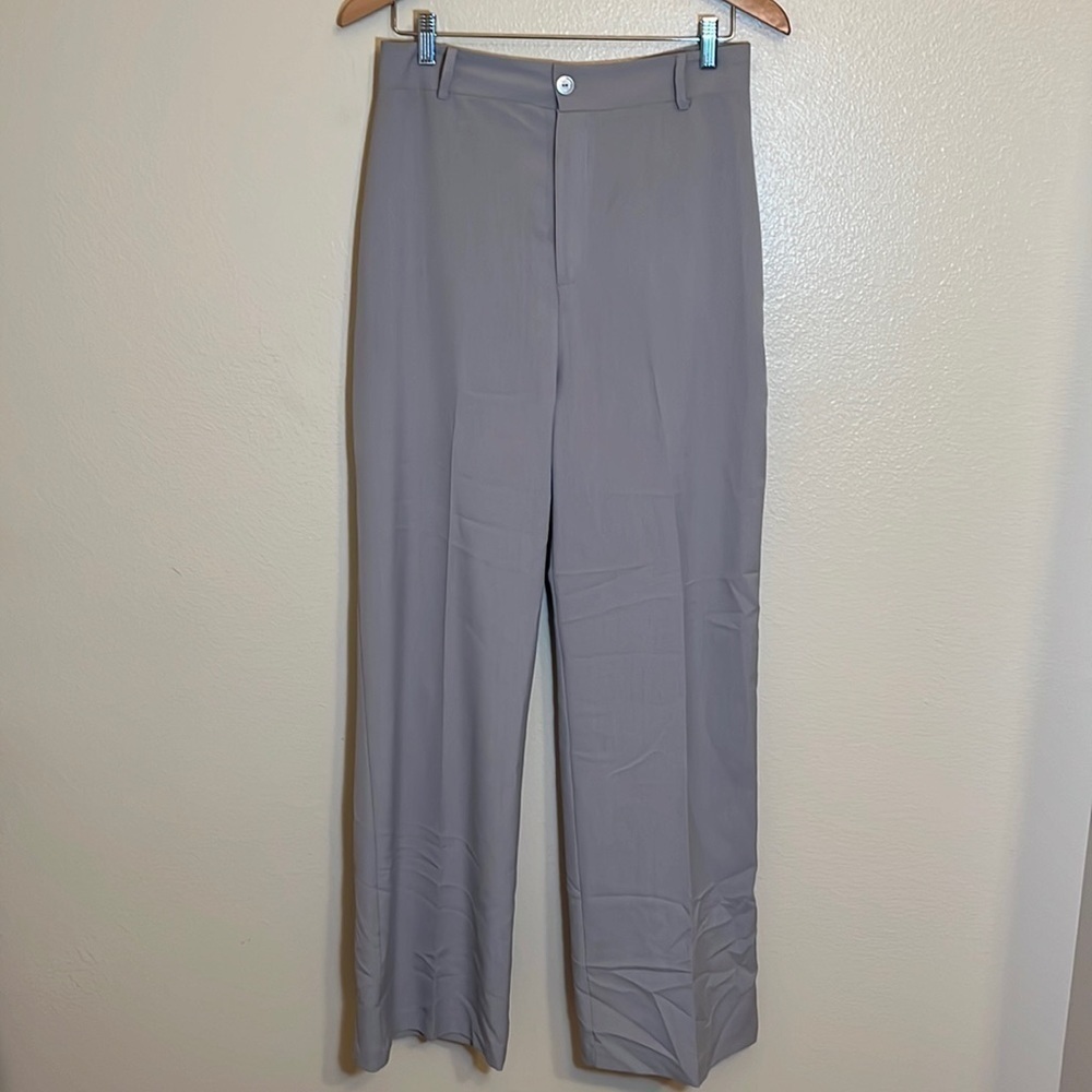 NWT Boohoo Light Gray Tall Wide Leg Trousers